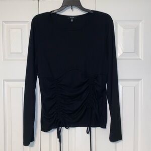 Elegant Black Ruched Long Sleeve Top